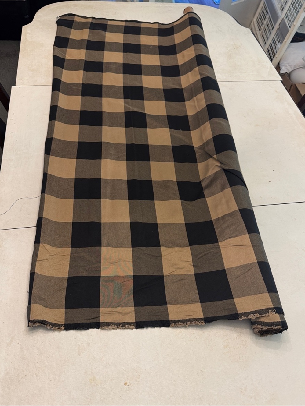 Black and Tan Buffalo Plaid Fabric